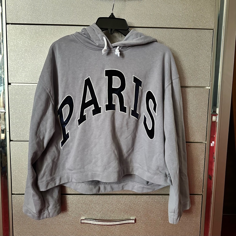 H&M Gray Cropped Paris Sweater